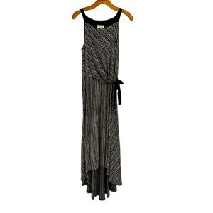 Anthropologie Maeve faux wrap dress/Black and tan striped/Size Small